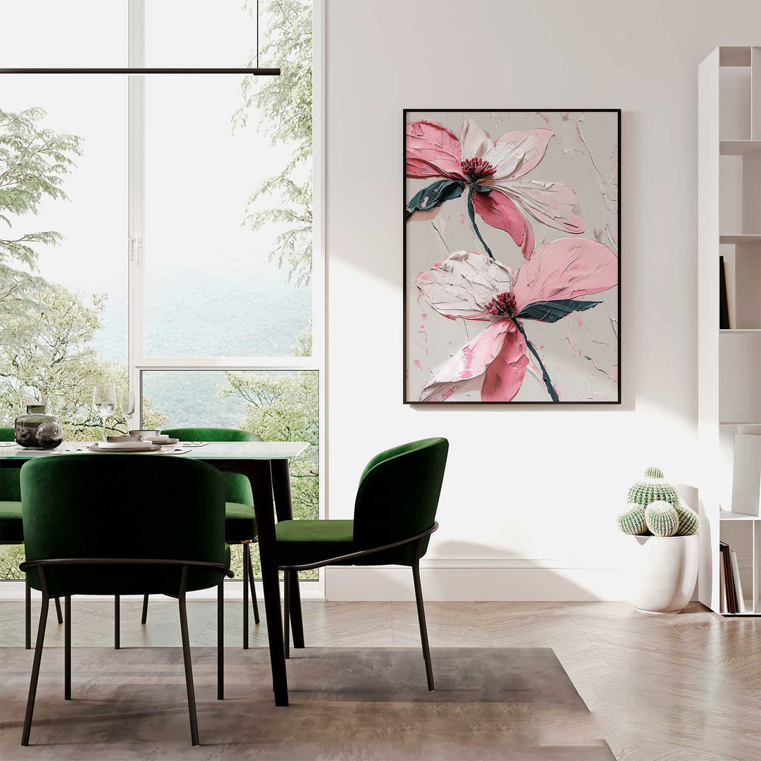 Floral Wildflower Pink and White Abstract Painting