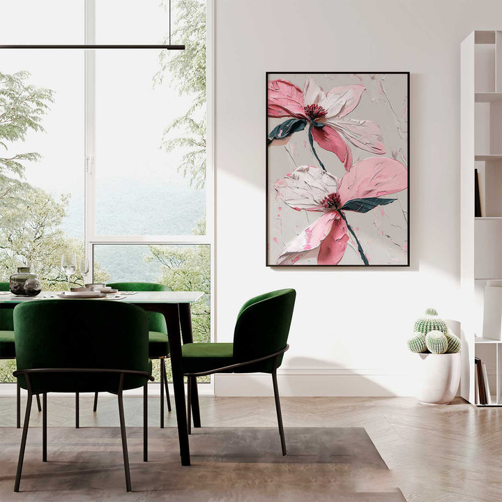 Floral Wildflower Pink and White Abstract Painting