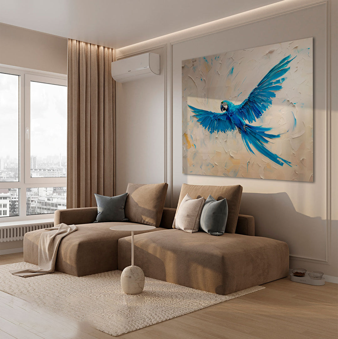 Blue Macaw Abstract Painting