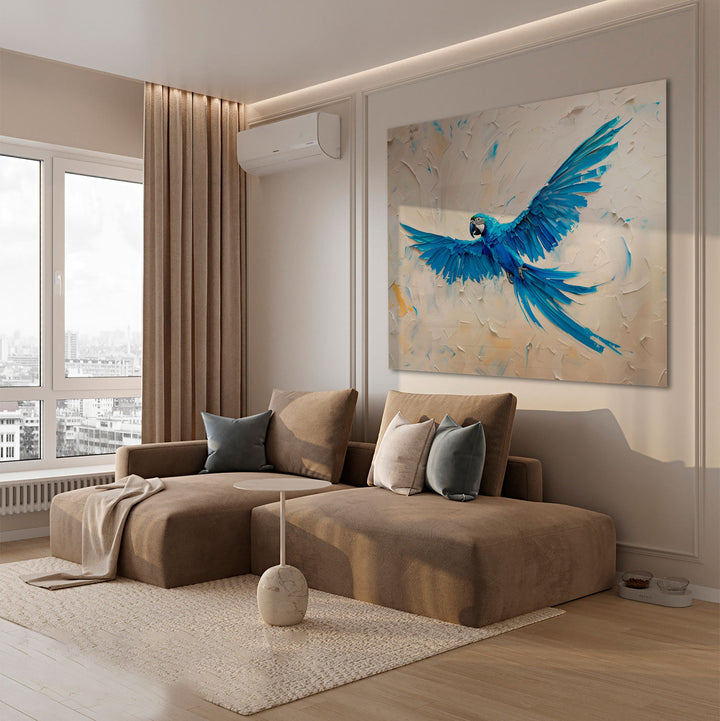 Blue Macaw Abstract Painting