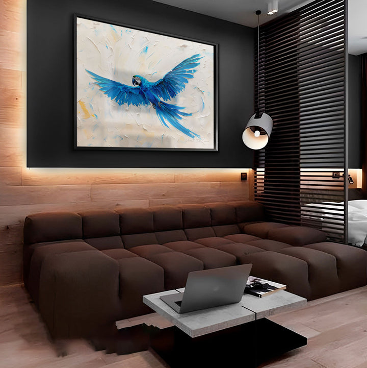 Blue Macaw Abstract Painting