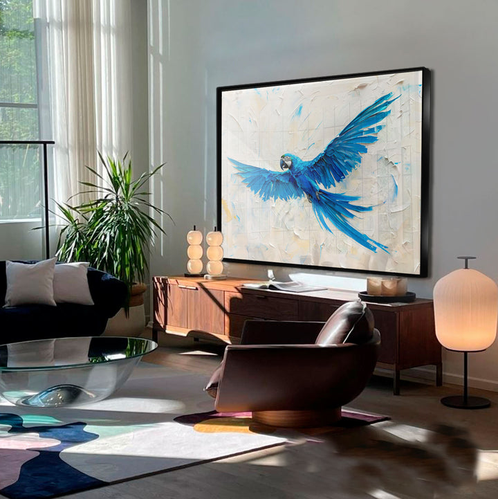 Blue Macaw Abstract Painting
