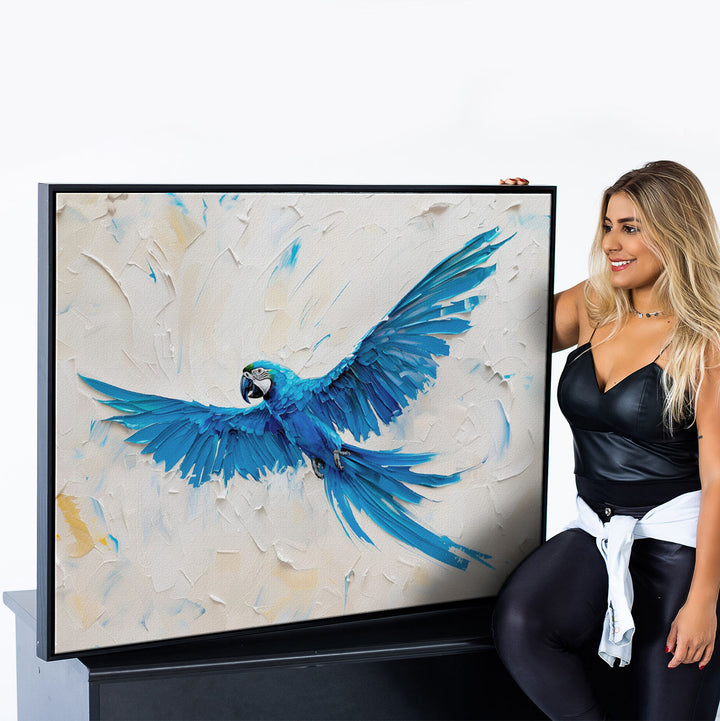 Blue Macaw Abstract Painting