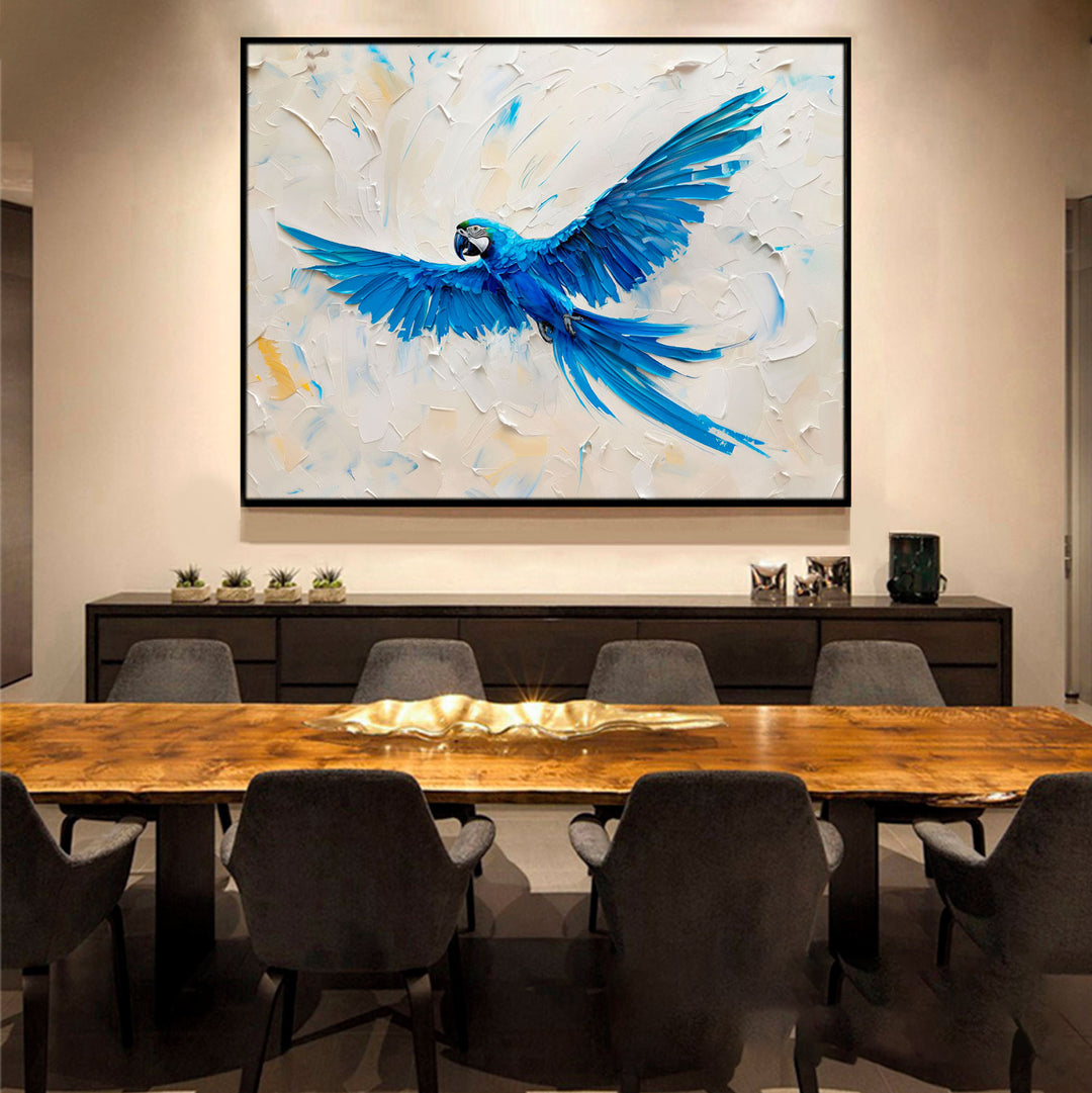 Blue Macaw Abstract Painting