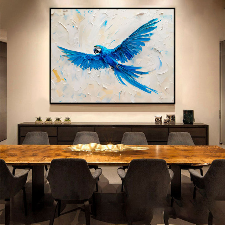 Blue Macaw Abstract Painting