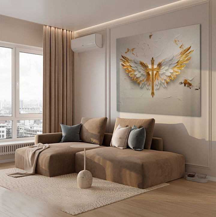 Blessed Wings Jesus Cross Canvas Print