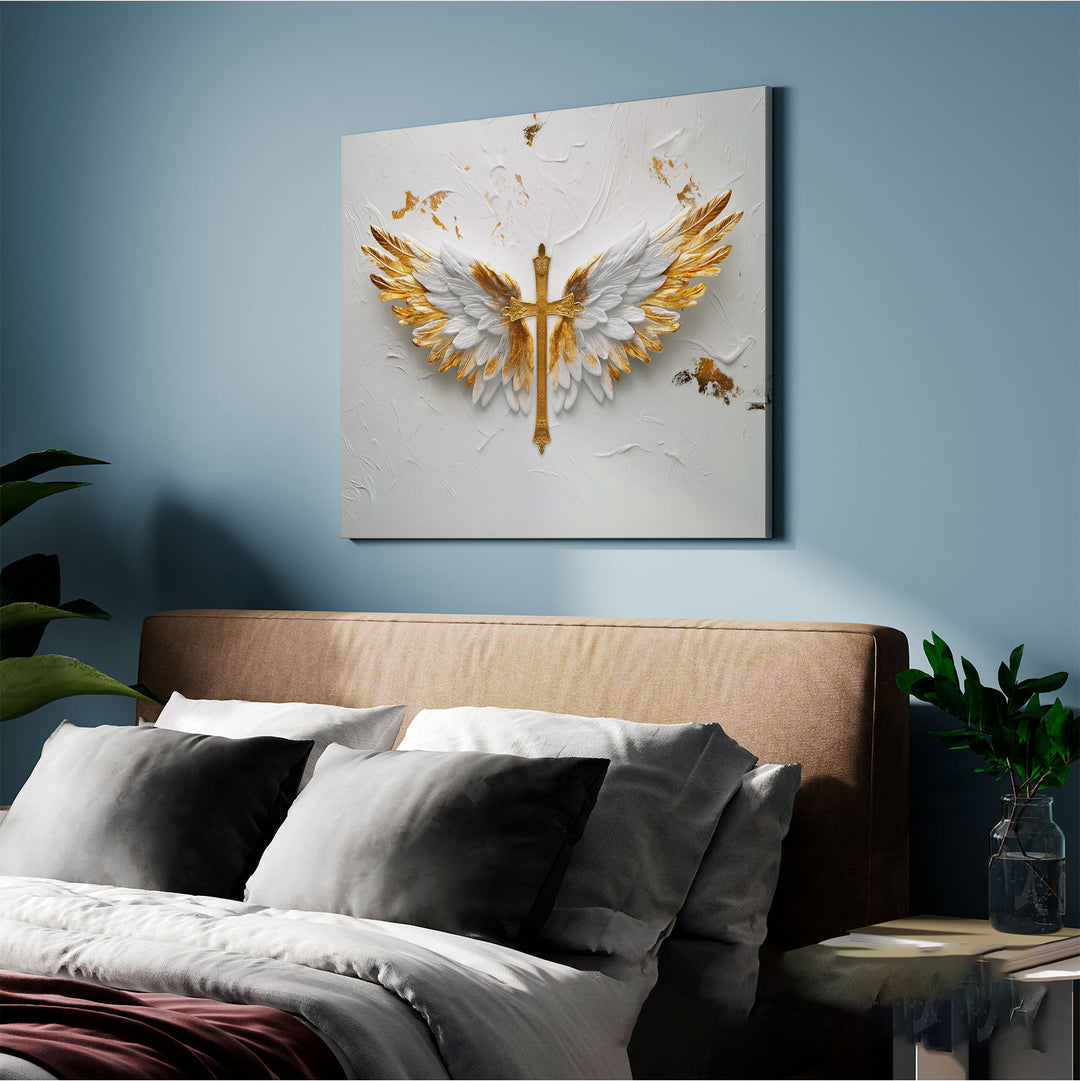 Blessed Wings Jesus Cross Canvas Print