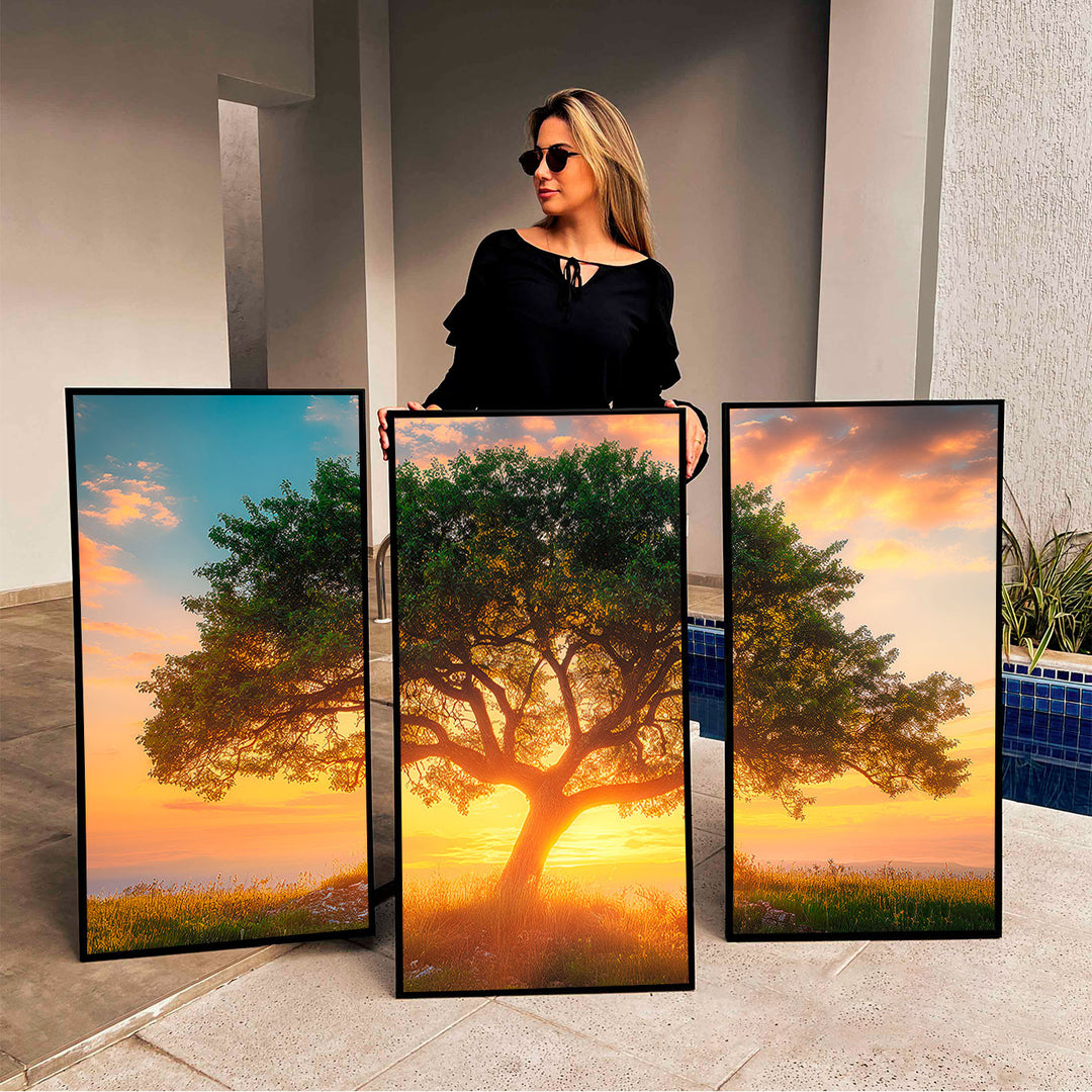 Tree at Sunset Frame 3 Pieces