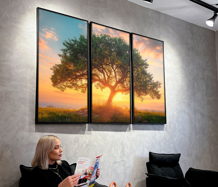 Tree at Sunset Frame 3 Pieces