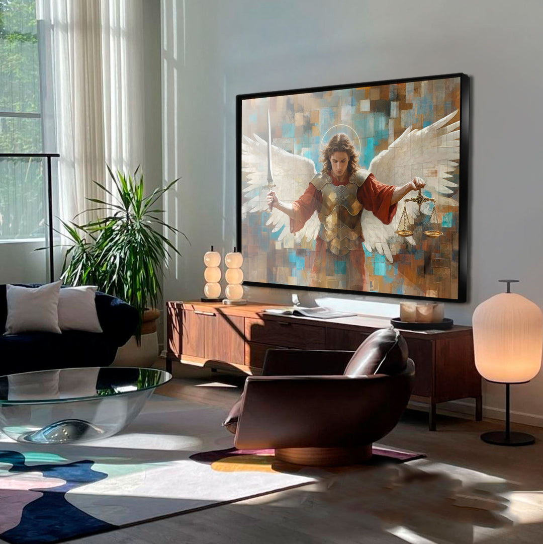 Saint Michael Abstract Grid Art Frame