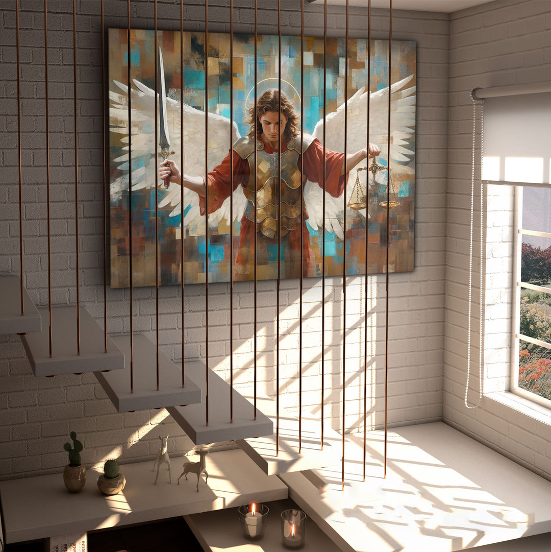 Saint Michael Abstract Grid Art Frame