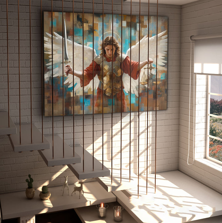 Saint Michael Abstract Grid Art Frame