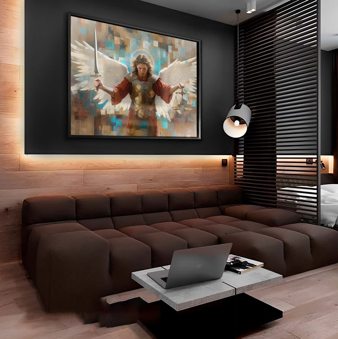 Saint Michael Abstract Grid Art Frame