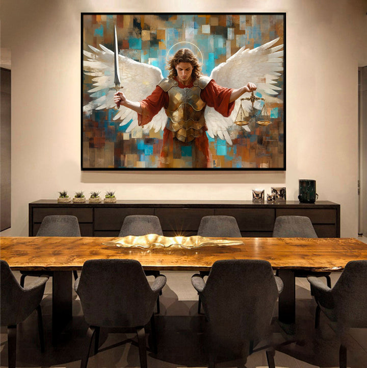 Saint Michael Abstract Grid Art Frame