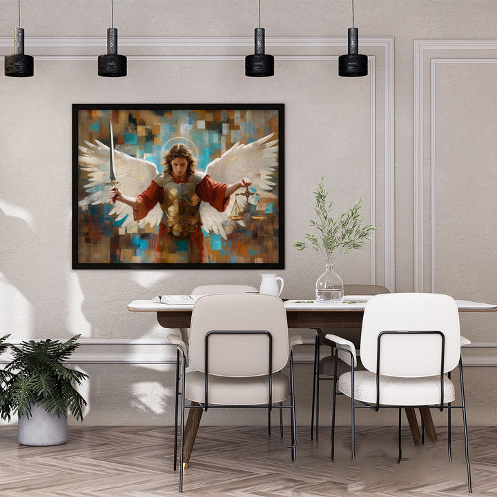 Saint Michael Abstract Grid Art Frame