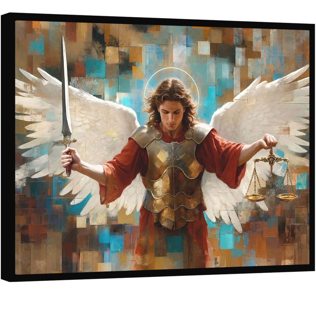 Saint Michael Abstract Grid Art Frame