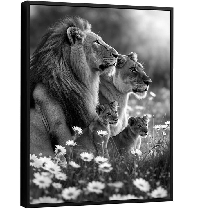 Lion Family in the Field Dove Painting