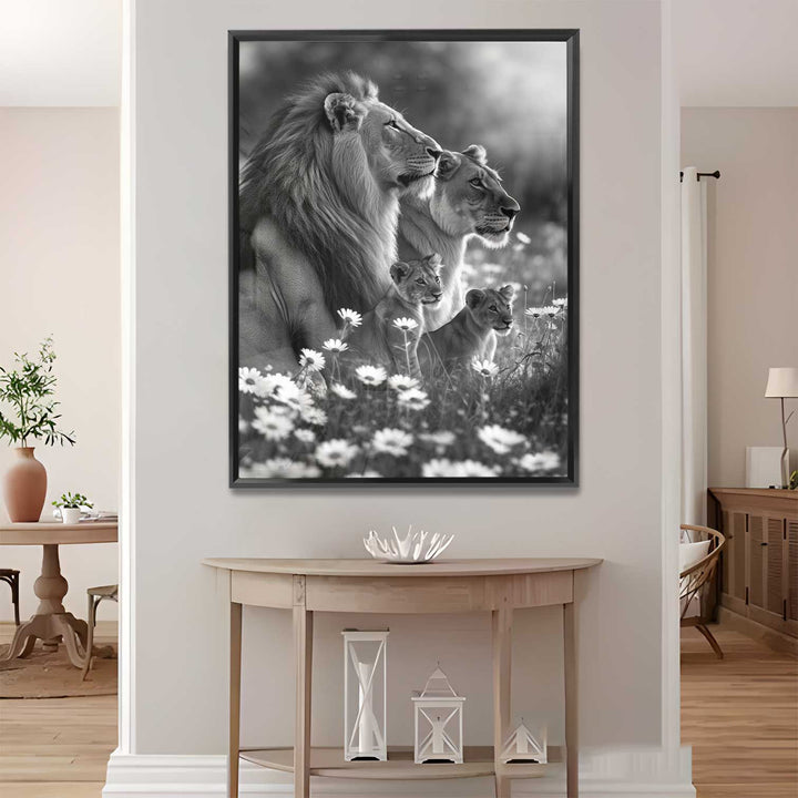 Lion Family in the Field Dove Painting