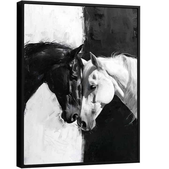 Horses in Love Black and White Painting