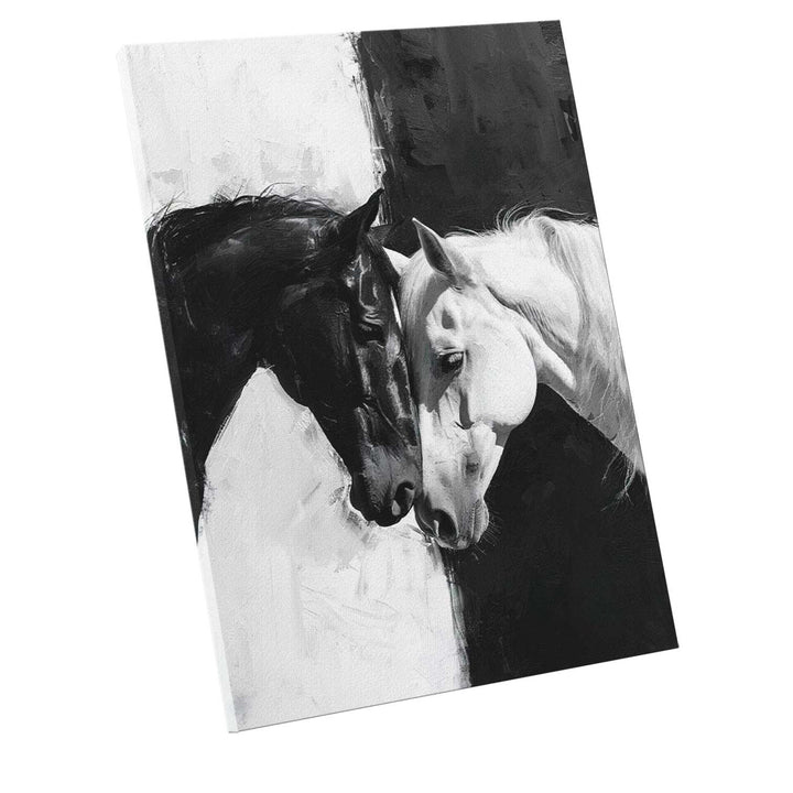 Horses in Love Black and White Painting