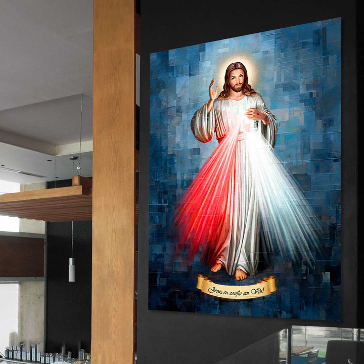 Merciful Jesus Abstract Grid Art Painting