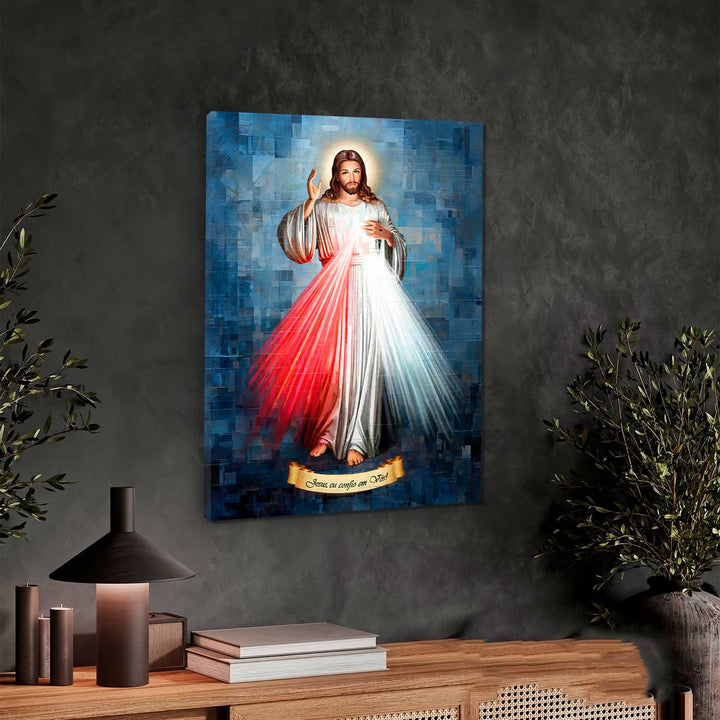 Merciful Jesus Abstract Grid Art Painting