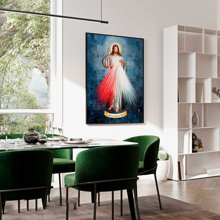 Merciful Jesus Abstract Grid Art Painting