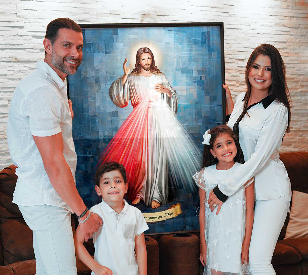 Merciful Jesus Abstract Grid Art Painting