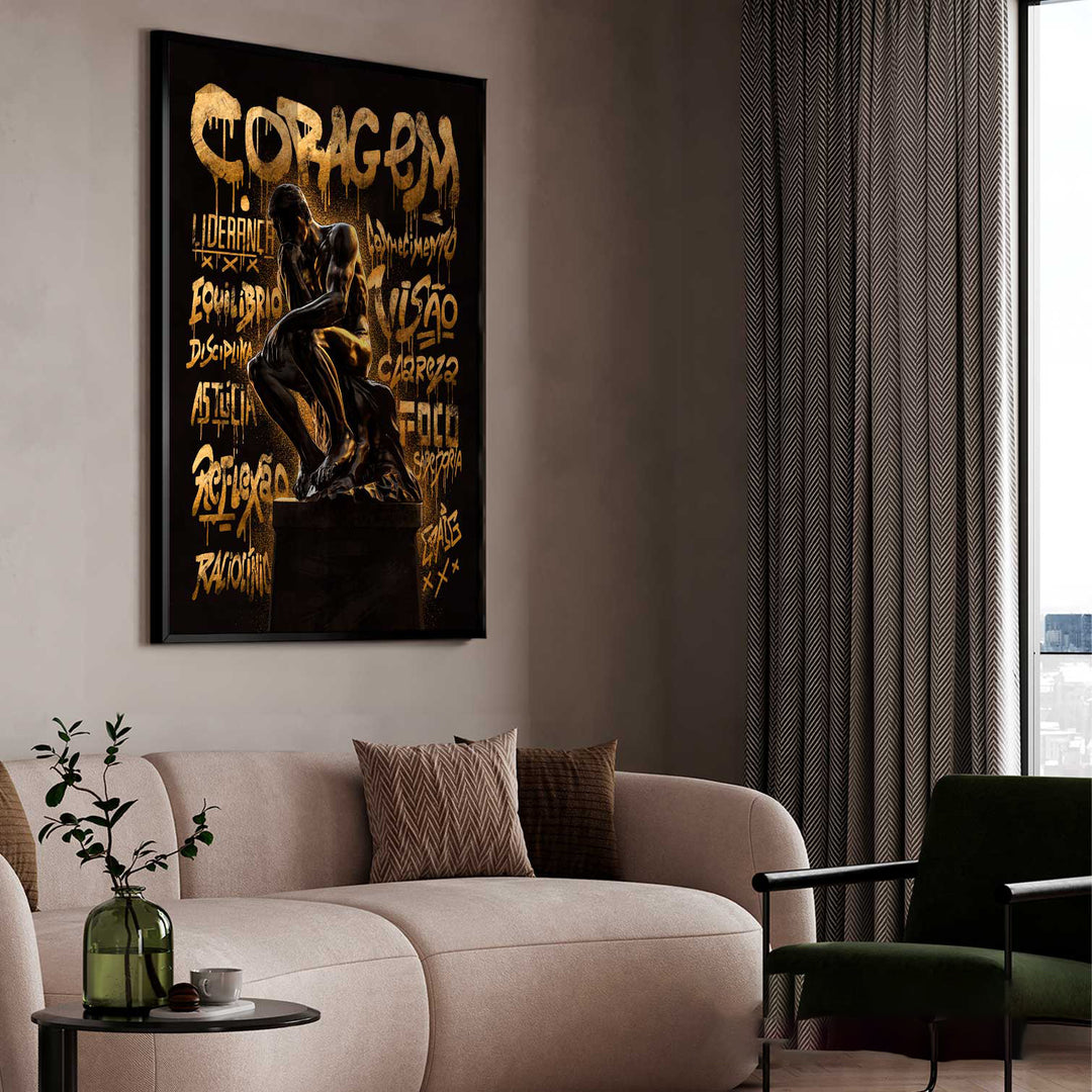 The Thinker Painting Golden Graffiti CRAIG