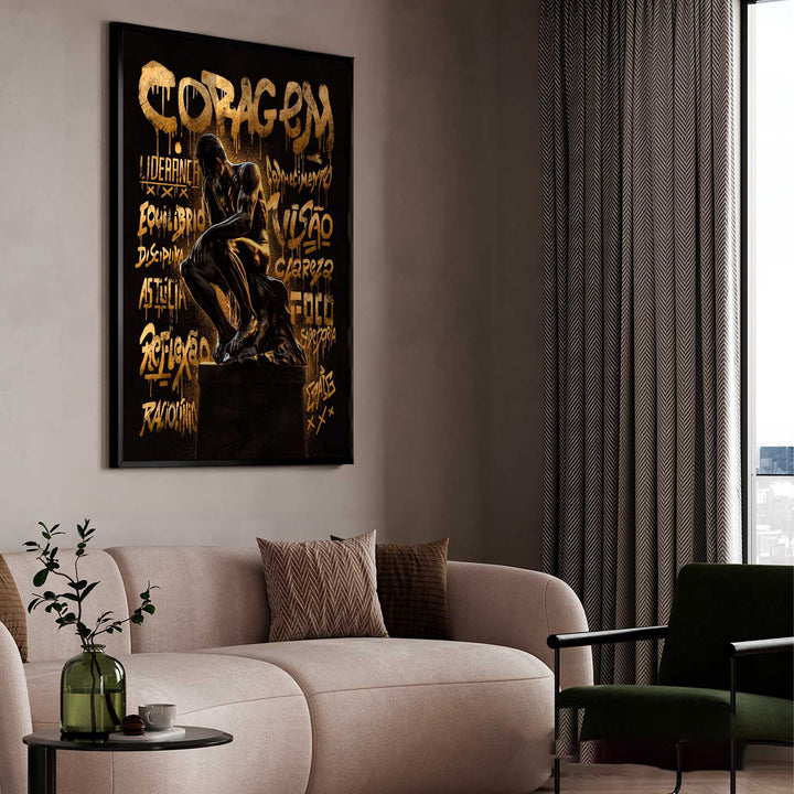 The Thinker Painting Golden Graffiti CRAIG