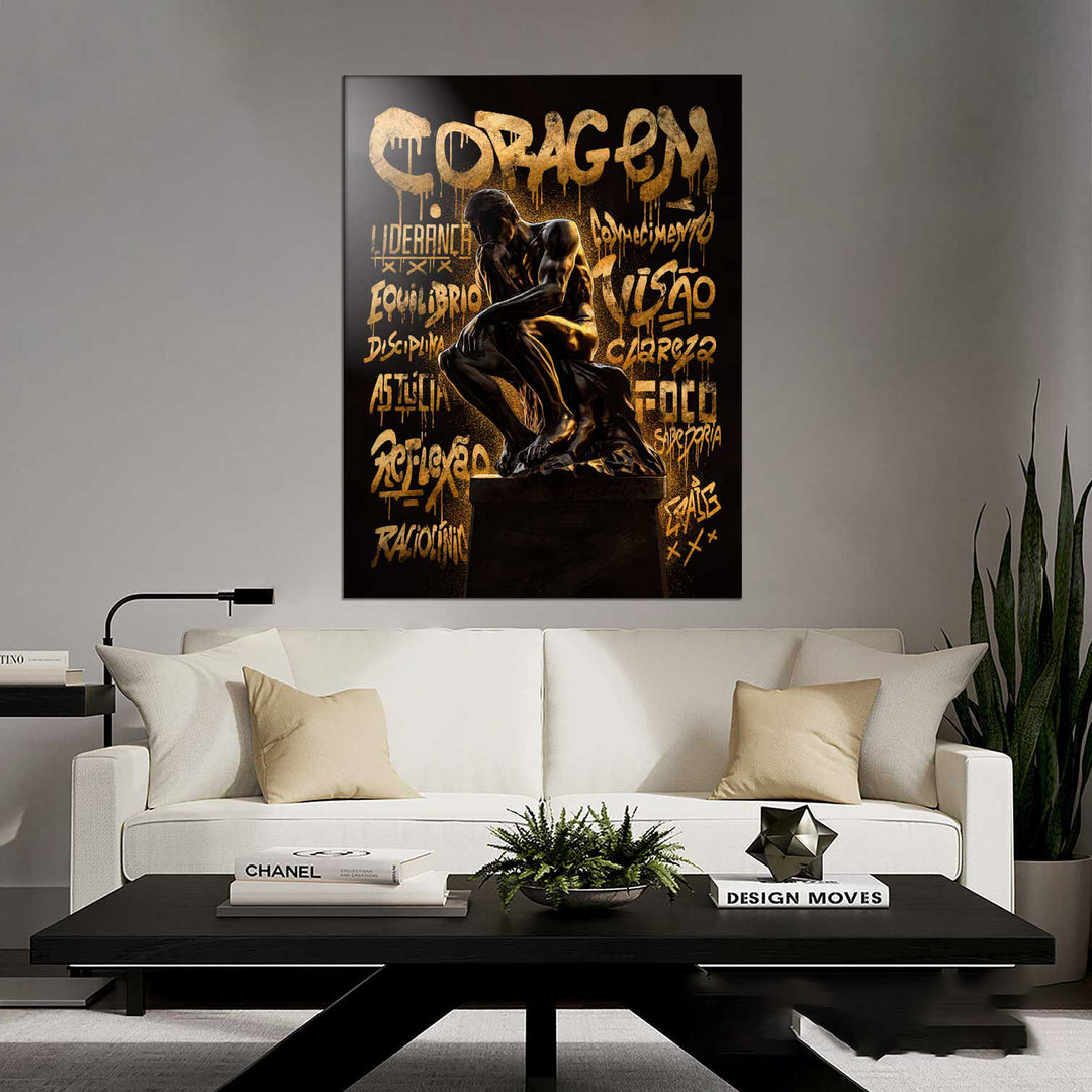 The Thinker Painting Golden Graffiti CRAIG