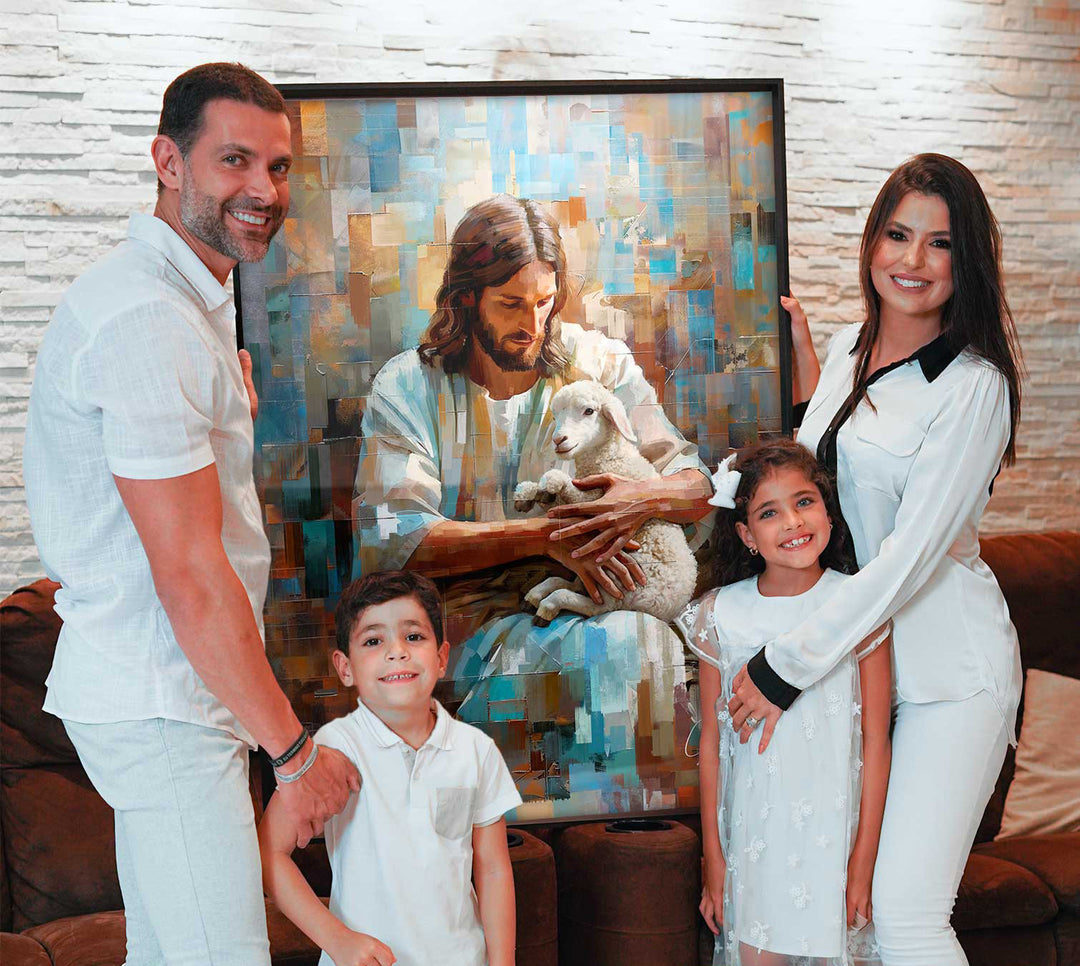 Jesus and the Lamb Grid Art