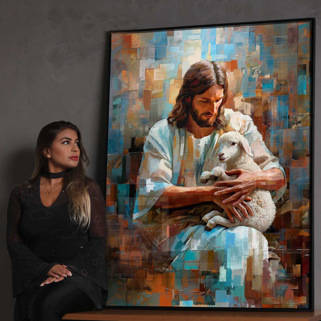 Jesus and the Lamb Grid Art