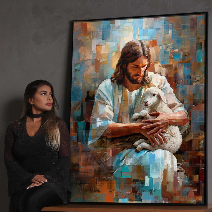 Jesus and the Lamb Grid Art