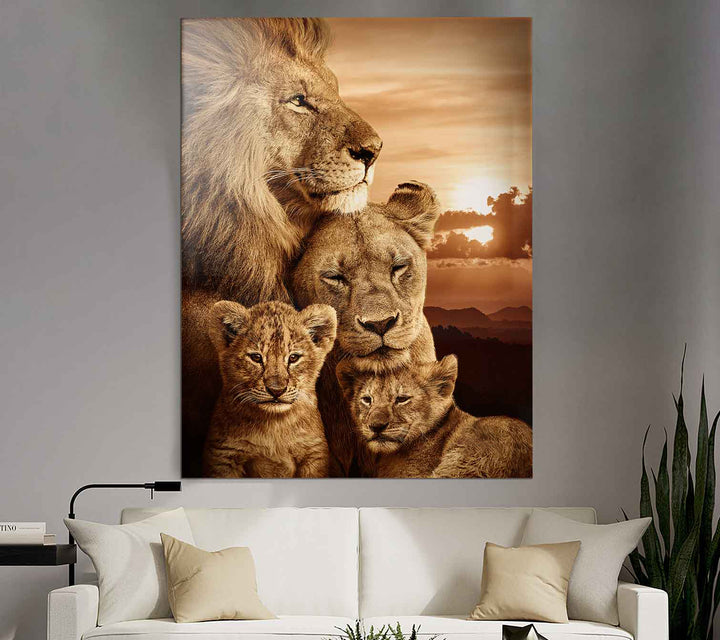 Peaceful Lion Family Canvas Print