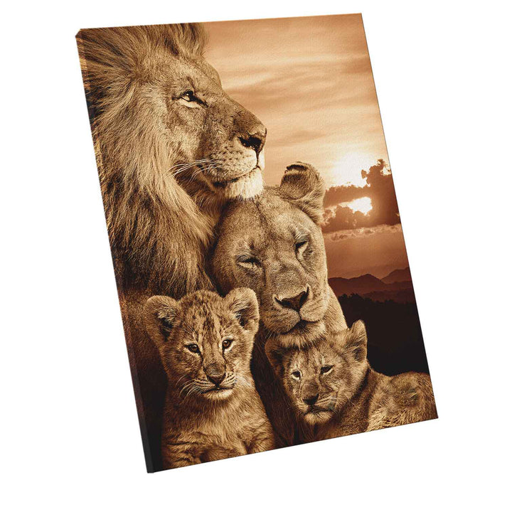 Cozy Lion Family Canvas Print