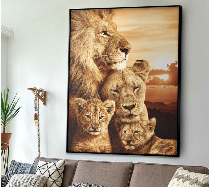 Peaceful Lion Family Canvas Print