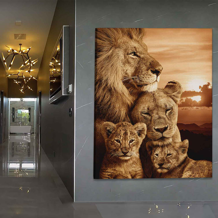Peaceful Lion Family Canvas Print
