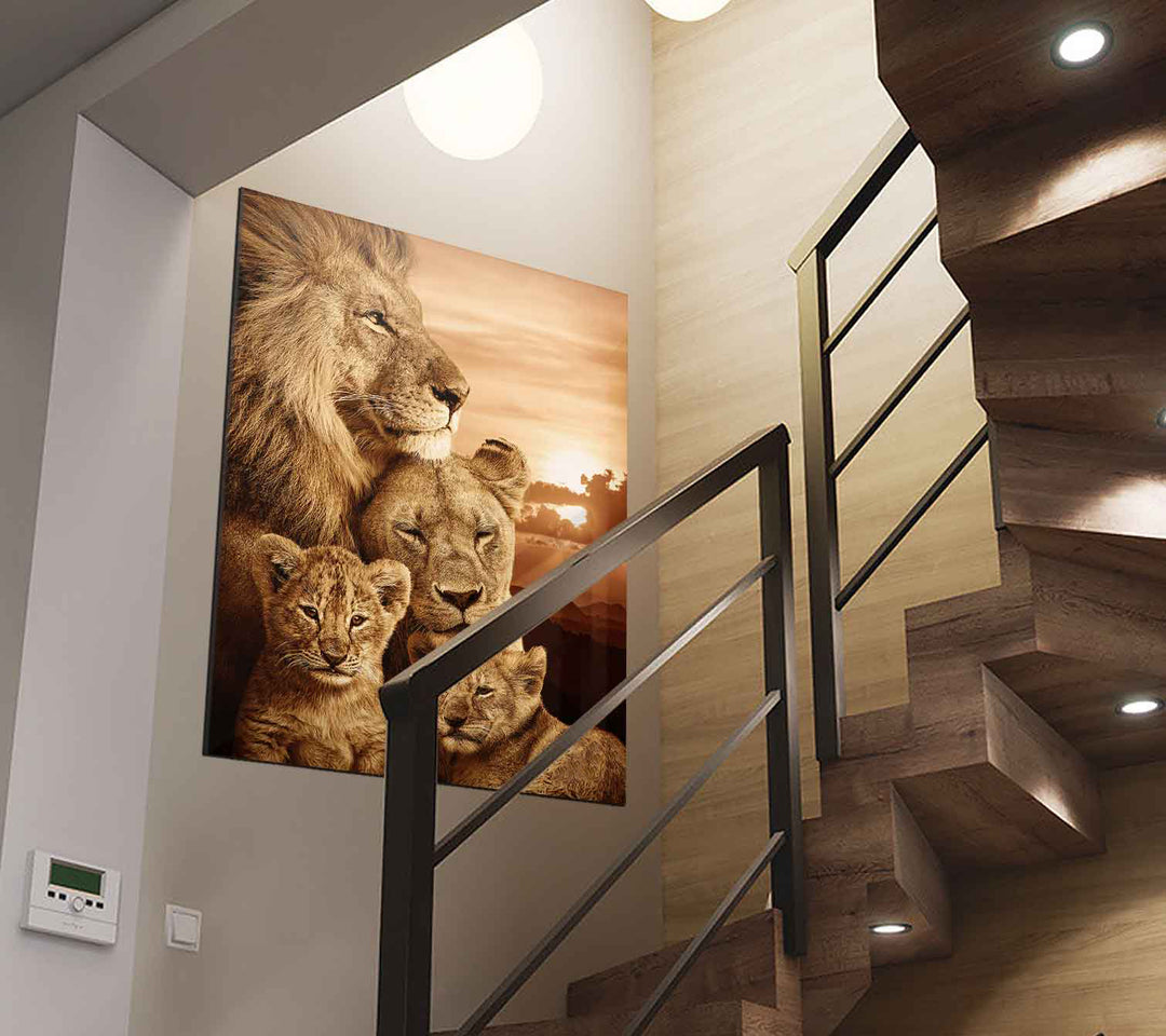 Peaceful Lion Family Canvas Print