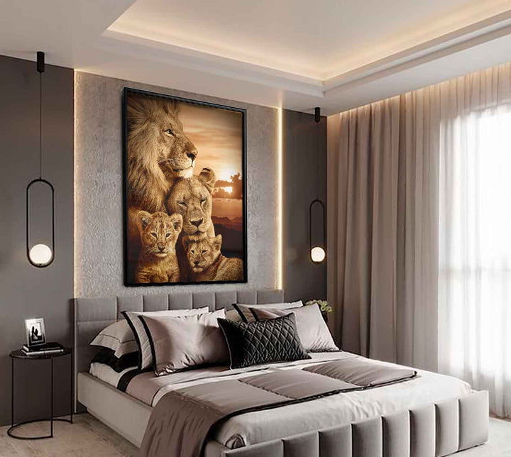 Peaceful Lion Family Canvas Print