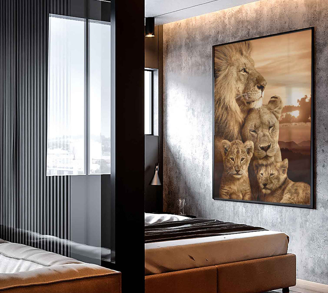 Cozy Lion Family Canvas Print