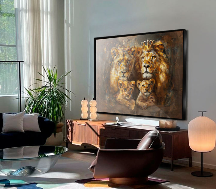 Royal Lion Family Abstract Canvas Print