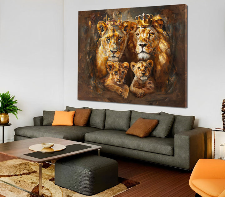 Royal Lion Family Abstract Canvas Print