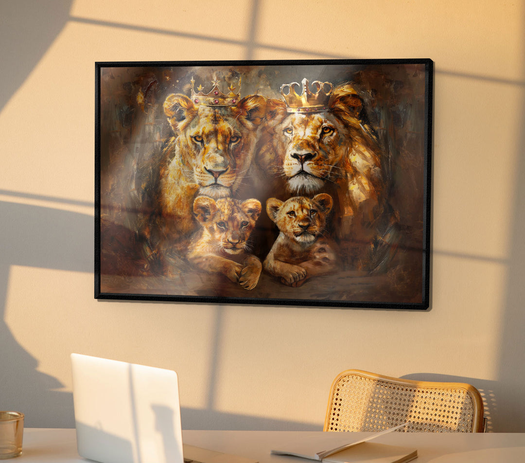 Royal Lion Family Abstract Canvas Print