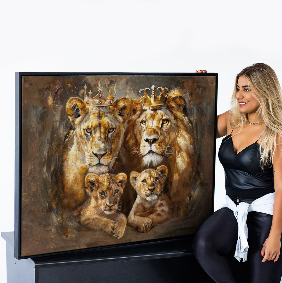 Royal Lion Family Abstract Canvas Print