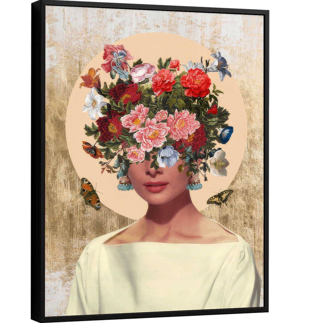 Abstract Floral Head Woman Canvas Print