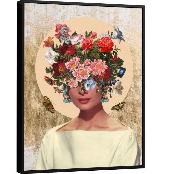 Abstract Floral Head Woman Canvas Print