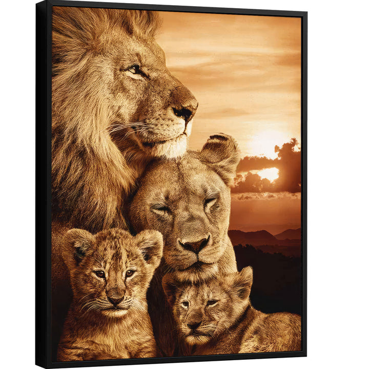 Cozy Lion Family Canvas Print