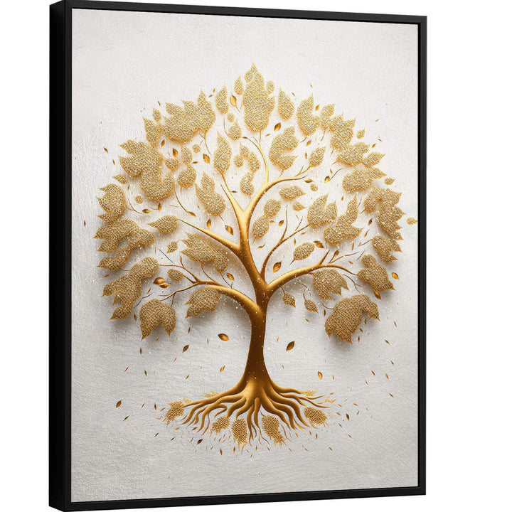 Tree of Life Abstract Golden Canvas Print