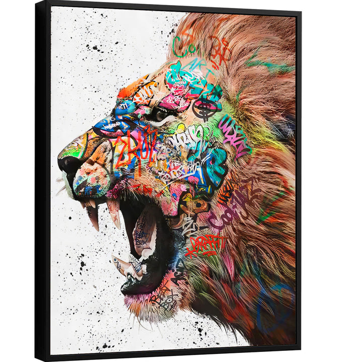 Lion Graffiti Pop Wall Art Canvas Print